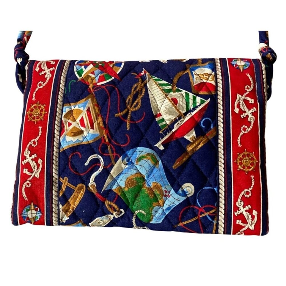 Vera Bradley Quilted Crossbody Bag Purse Nautical Print Adjustable Strap Small